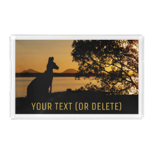 Custom Black & Gold Sunset Kangaroo Shape Acrylic Tray