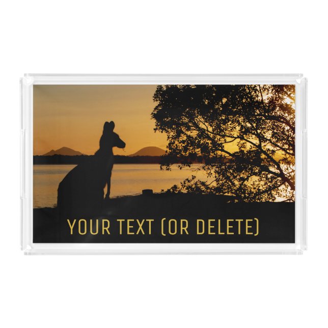 Custom Black & Gold Sunset Kangaroo Shape Acrylic Tray (Front)