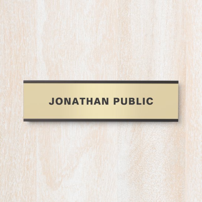 Custom Black & Gold Template Elegant Modern Home Door Sign (Front)