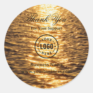 Custom Black Gold Thank You Classic Round Sticker