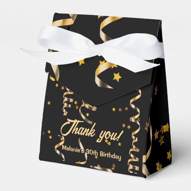 Custom Black Gold Thank You Favor Box (Front Side)