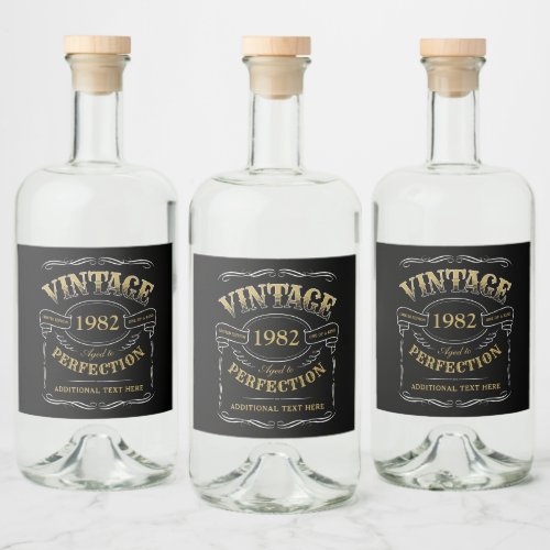 Custom Black gold Vintage Aged To Perfection Liquor Bottle Label