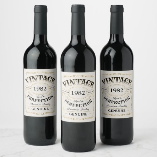 Custom Black gold Vintage Aged To Perfection Wine  Wine Label