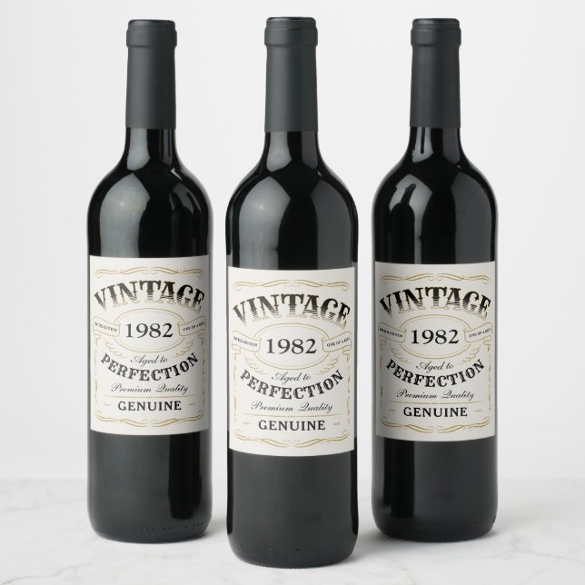 Custom Black gold Vintage Aged To Perfection Wine  Wine Label (Bottles)