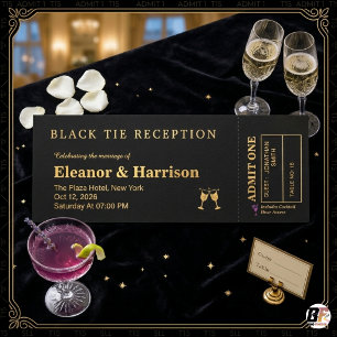 Custom Black & Gold VIP Wedding Reception Raffle Tickets