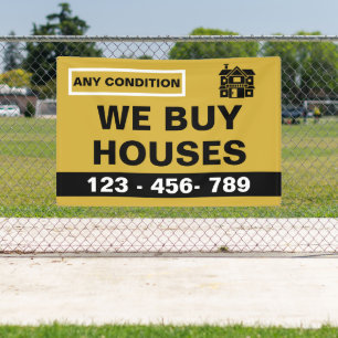 Custom Black Gold We Buy Houses Real Estate Invest Banner