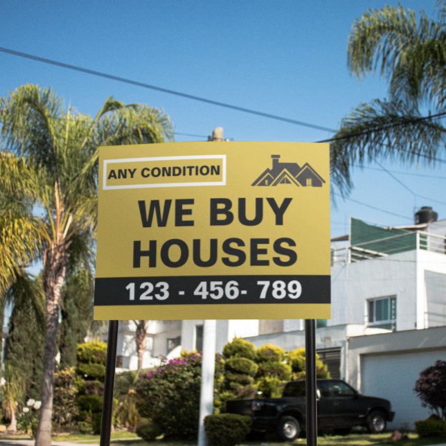 Custom Black Gold We Buy Houses Real Estate Invest Sign (Custom Black Gold We Buy Houses Real Estate Invest Sign)