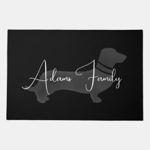 Custom black gray classic dachshund doormat