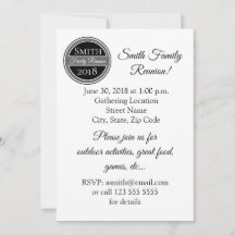 Custom Black & Gray Family Reunion Invite