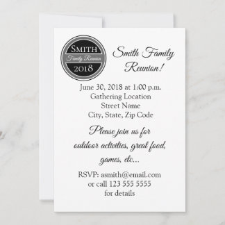 Custom Black & Gray Family Reunion Invite
