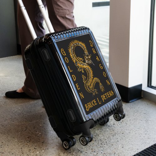 Custom Black Gray Gold Golden Dragon Luggage