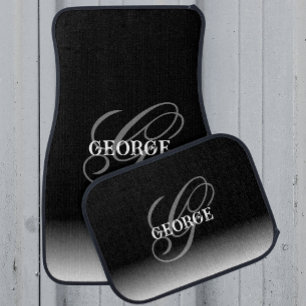 Custom Black Gray Monogram Car Floor Mat