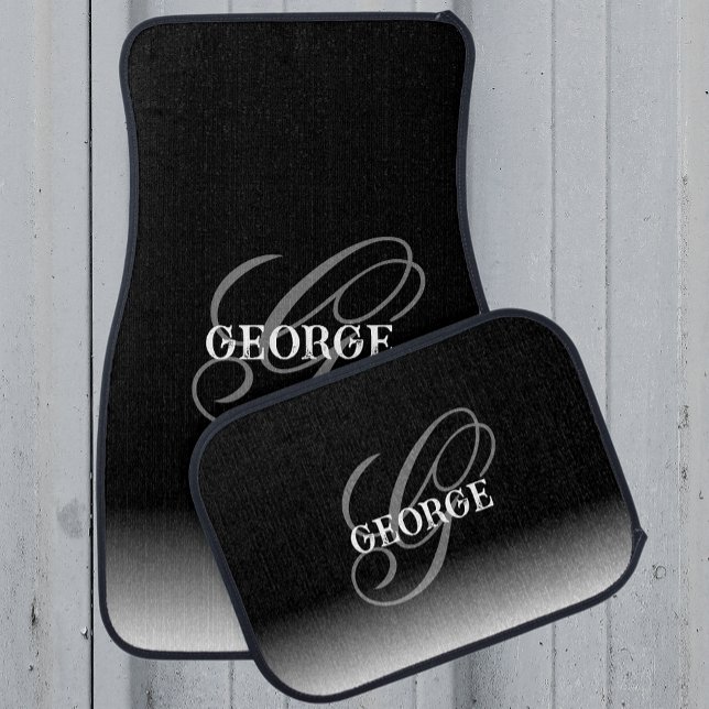 Custom Black Gray Monogram Car Floor Mat (Creator Uploaded)