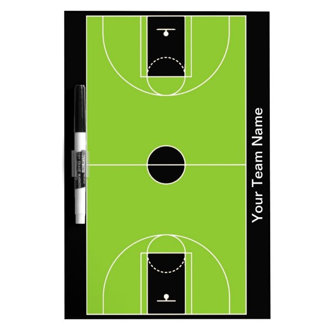 Custom black green basketball dry erase board (Front)