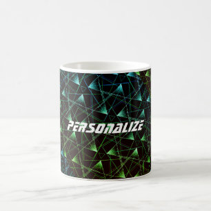 Custom Black Green Blue Pattern Abstract Geometric Coffee Mug