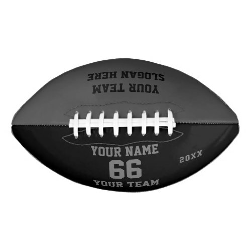 Custom black grey Football with Name Number Team