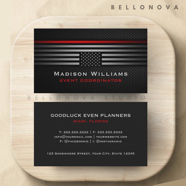 Custom Black Grey Red The USA America Flag Premium Business Card (Custom Black Grey Red The USA America Flag Premium Business Card)