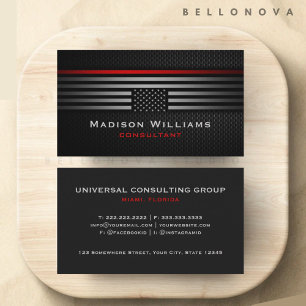 Custom Black Grey Red The USA Flag Professional  Business Card