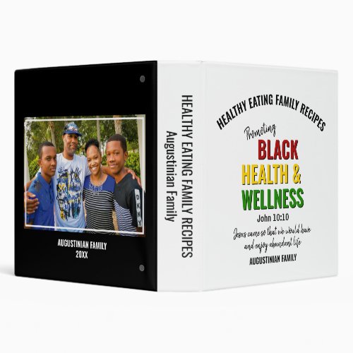 Custom BLACK HEALTH WELLNESS Family Recipes 3 Ring Binder