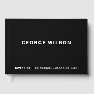 Custom Black High School Grad Party Graduation  Foil Guest Book