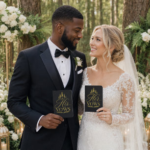 Custom Black His & Her Foil Vow Books