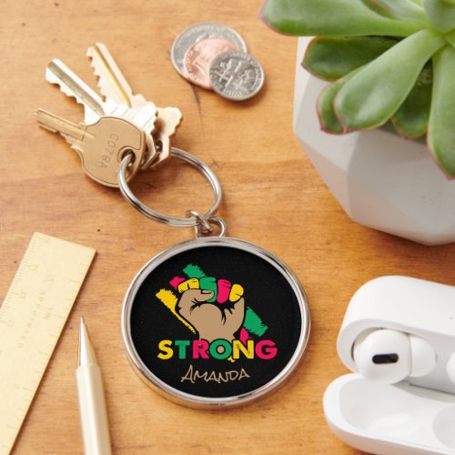 Custom Black History Month Strong Fist Keychain