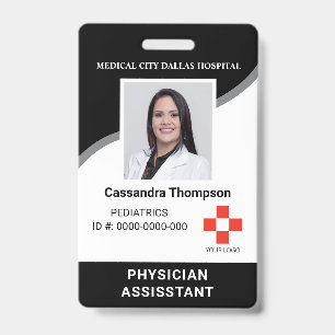Custom Black Hospital Employee Logo Photo ID Badge