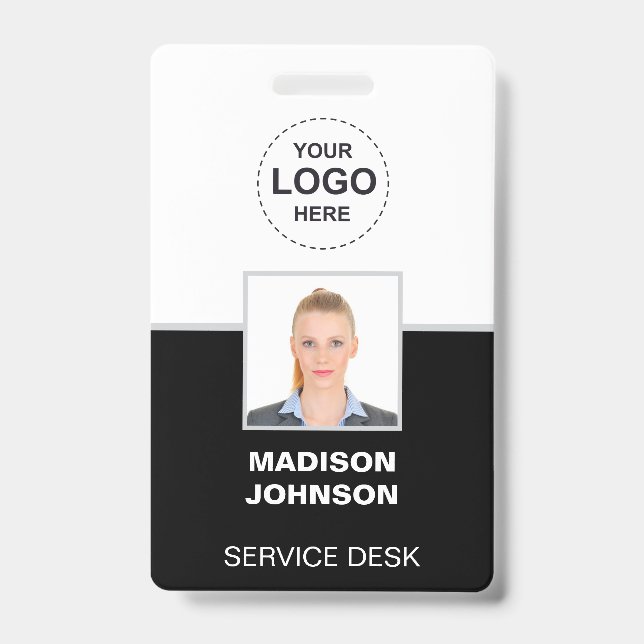 Custom Black ID Badge with Employee Photo and Logo (Front)