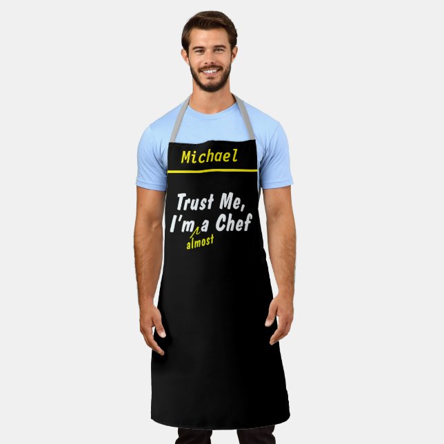 Custom Black I'm Almost a Chef Funny Custom Name  Apron (Worn)
