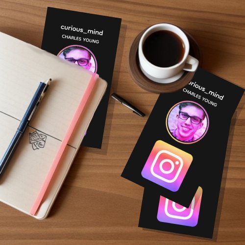 Custom black Instagram photo grid collage Business Card