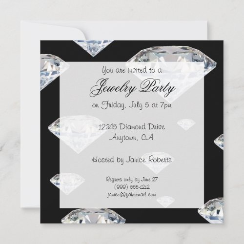 Custom Black Jewelry Party Invitations