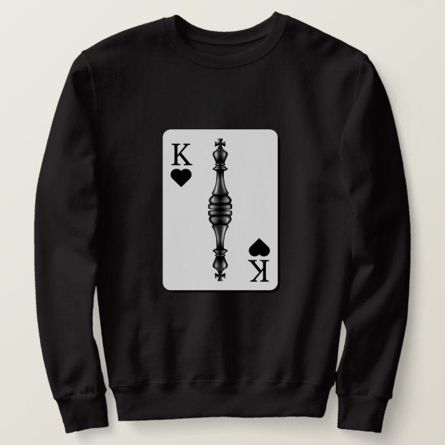 Custom BLACK KING PLAYING CARD Chess Piece Sweatshirt (Design Front)