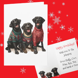 Custom Black Lab Christmas Ugly Sweater Holiday Card