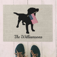 Custom Black Lab Dog USA Flag Welcome doormat