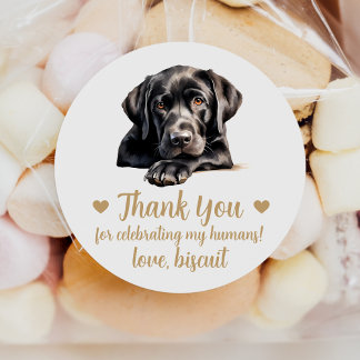 Custom Black Lab Dog Wedding Favor Stickers