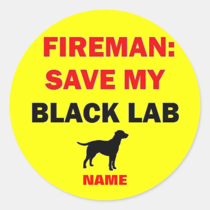 Custom Black Lab Fire Safety Round Sticker