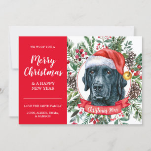 Custom Black Lab Inexpensive Christmas Santa Card