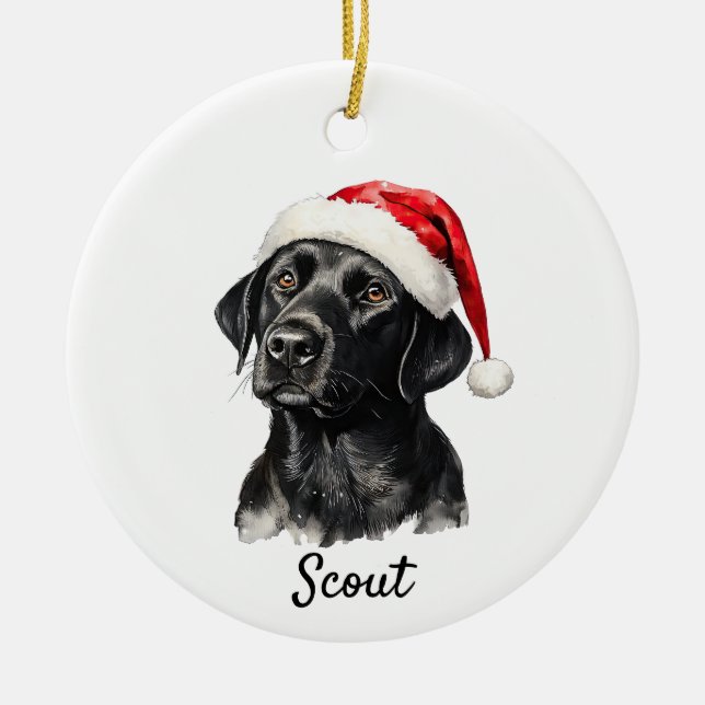 Custom Black Labrador  Ceramic Ornament (Front)