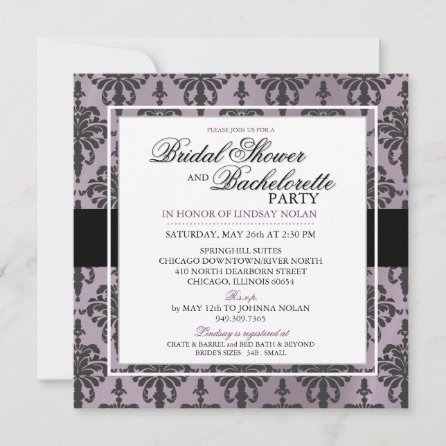 CUSTOM Black Lace Bachelorette/Bridal Shower V2 Invitation (Front)