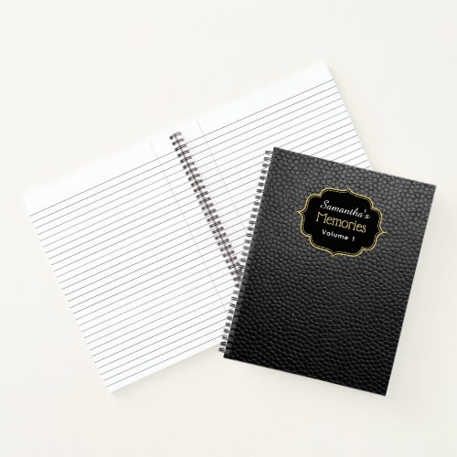 Custom Black Leather Effect Spiral Notebook