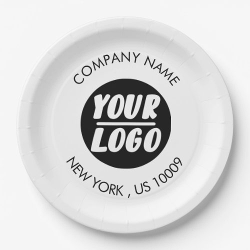 Custom black Logo Business minimalist chic modern Paper Plates