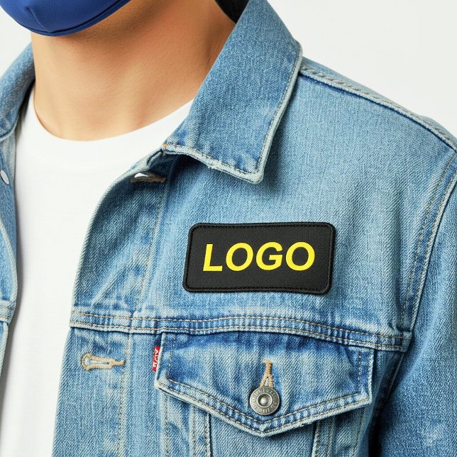 Custom Black Logo Patches for Jackets & Hats  (Business Logo Rectangle black Patch)