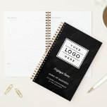 Custom Black Marble Business Logo Employee Name Planner<br><div class="desc">Add a professional look to your workspace with a custom company branded spiral business planner featuring a large space for your business logo with modern custom text that can be personalized with the name of the employee or business owner, business name, location, slogan, website, or other info. Makes a great...</div>