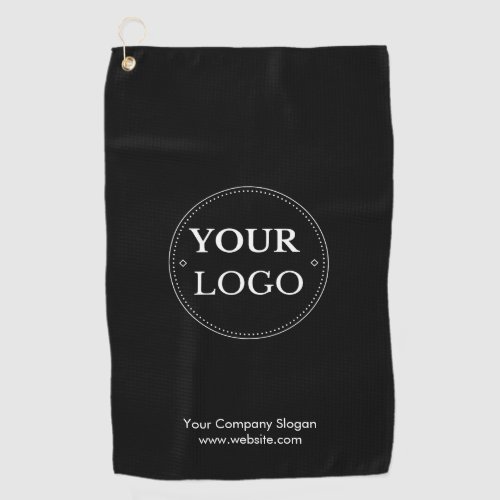Custom Black Modern Business Branded Logo  Golf Towel
