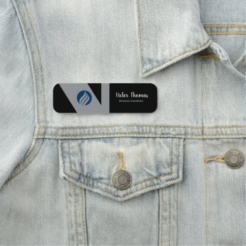 Custom Black Modern Create Your Own Logo Name Tag