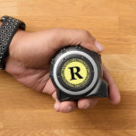 Custom Black Monogram DIYers Carpenters Crafters Tape Measure<br><div class="desc">Create your own custom,  personalized,  modern black monogram monogrammed In a black decorative circular frame on yellow background or any background you like. You can change the font,  text color.</div>