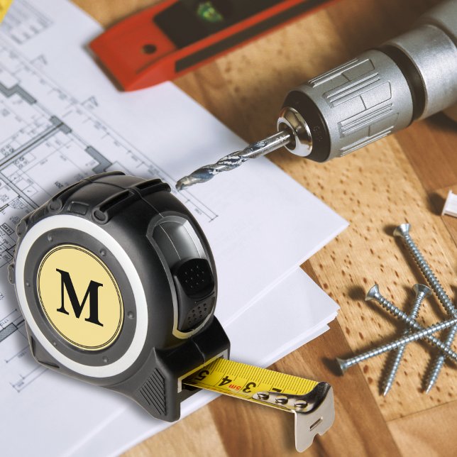 Custom Black Monogram DIYers Carpenters Crafters Tape Measure (Custom Black Monogram DIYers Carpenters Crafters Tape Measure)