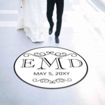 Custom Black Monogram Elegant Wedding Dance   Floor Decals