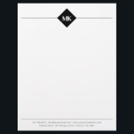 Custom Black Monogram Professional Letterhead<br><div class="desc">A classy black initial monogram design with your business details. Perfect for small and large corporate businesses. Professional and clean design.</div>