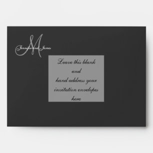 Custom Black Monogram Wedding Invitation Envelope